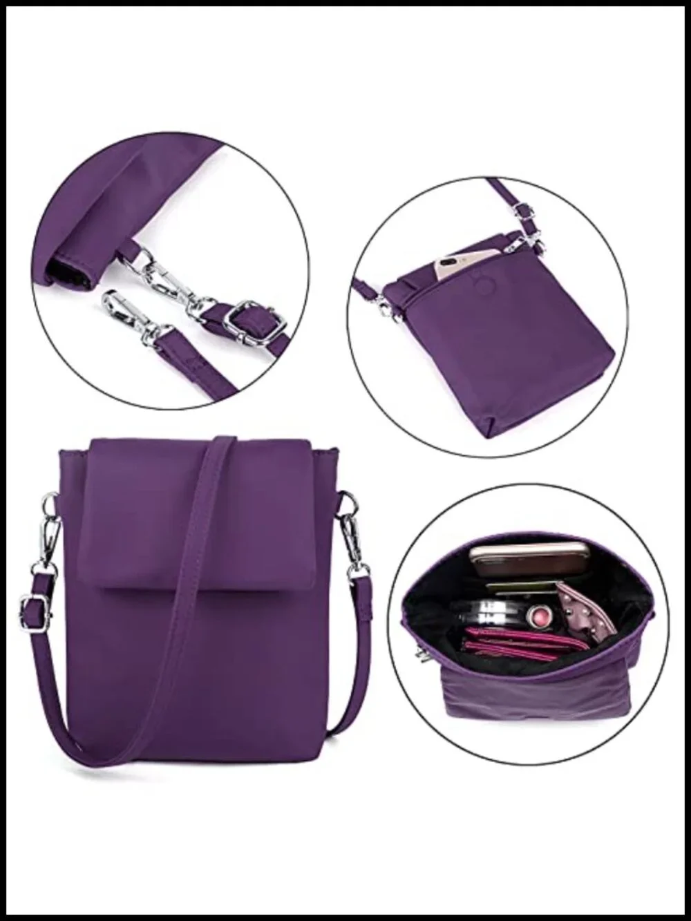 Women's Nylon Laptop Backpack Water Resistant Detachable Crossbody Bag 15.6